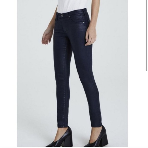 AG ADRIANO GOLDSCHMIED BLUE COATED LEGGING ANKLE SKINNY JEANS SIZE 27 - Picture 1 of 4